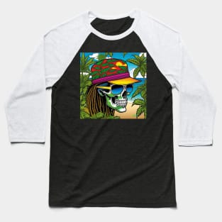 Reggae Music - Jamaican Stoner Skull 22 Baseball T-Shirt